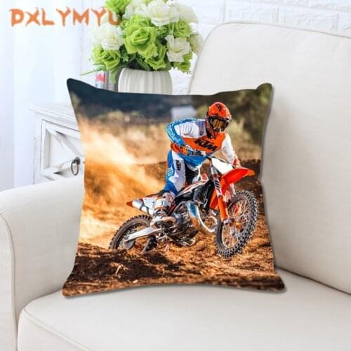 Plush Throw Pillow Cover Motocross Printed Decorative Pillows Case Cushion Covers Nordic Decoration Home Sofa Pillow 45x45cm