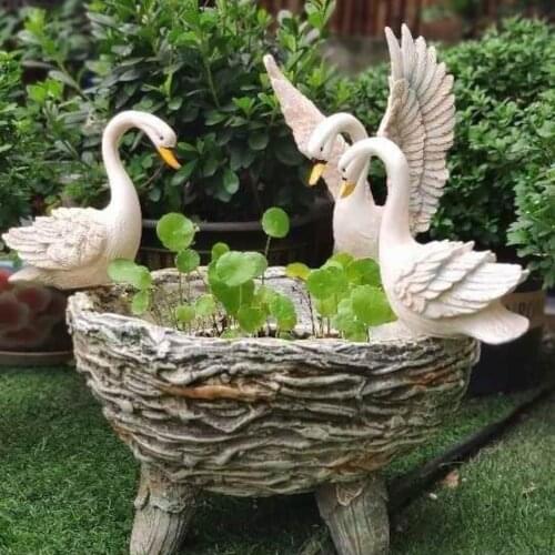 New Resin Swan Ornament Creative Micro Landscape Rockery Furnishings For Outdoor Garden Courtyard Decoration Animal Sculpture