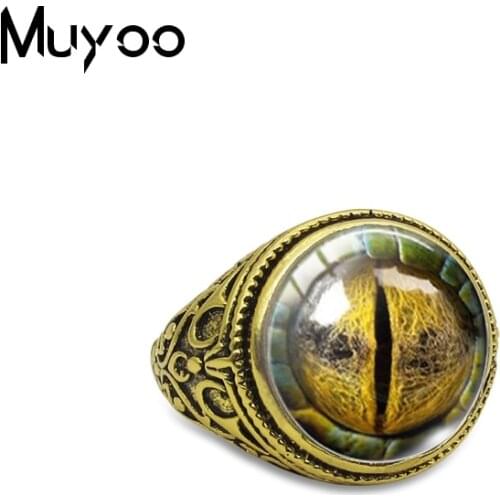 New Arrival Dragon Eye Cat Eyes Handmade Glass Dome Sauron Eye Jewelry Adjustable Vintage Rings
