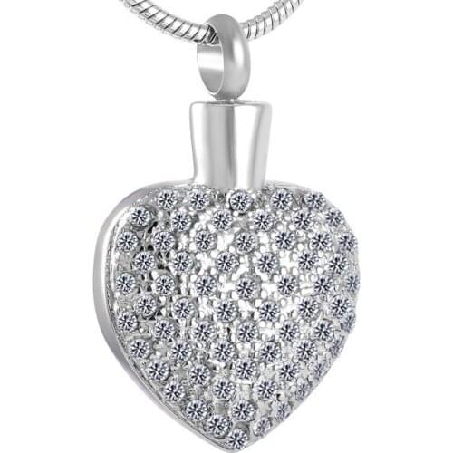 IJD8553 Bling Bling Crystal Heart Cremation Urn Jewelry Urn Necklace Hold Human/Pet Memorial Ashes Pendant For Women Keepsake