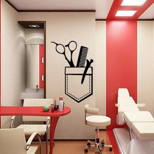 Barber Shop Wall Decal Hair Salon Art Wall Sticker Window Decoration Pattern Tools Sciccors Self Adhesive Removable B231