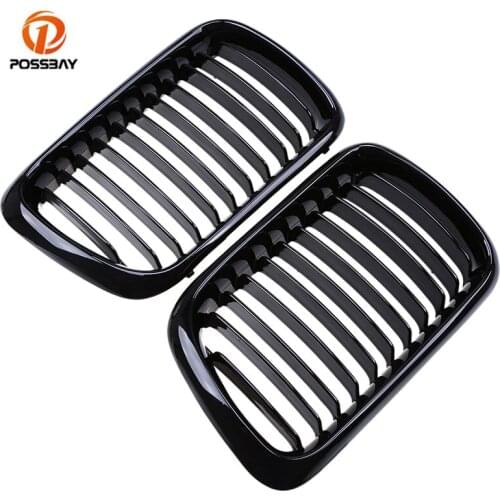 POSSBAY Front Hood Kidney Grille Grills Gloss Black for BMW 3-Series E36 323i/323ti/325i Compact 1996-2001 Facelift Car Styling