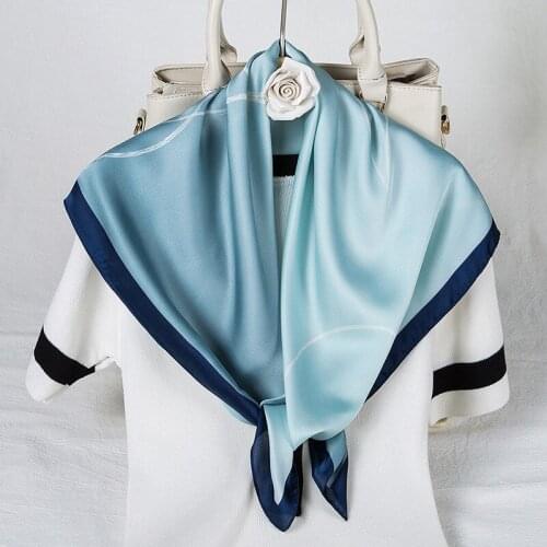 Silk Square Scarf Women Bandana Print Bag Scarves Head Band Fashion Lady Hair Shawl and Wraps Female Neckerchief Hijab New 2021