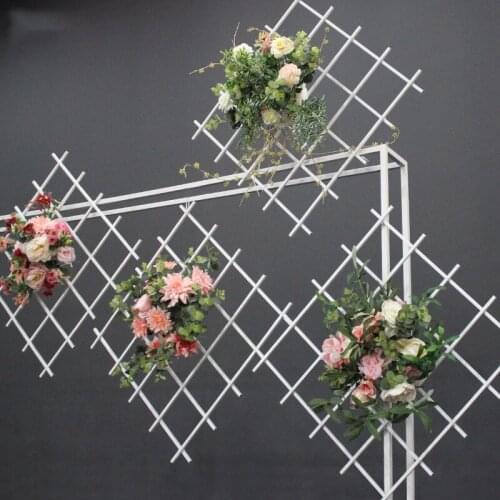 New wedding props Wrought iron squares Wedding flower stand T-stage road decoration decoration Hanging pendants DIY fence