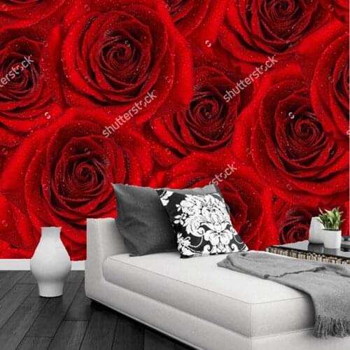 Custom floral wallpaper, red rose, 3D photo wallpaper for living room bedroom restaurant background wall waterproof wallpaper