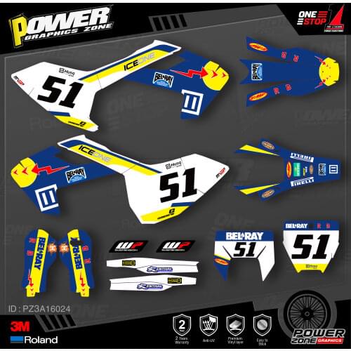 PowerZone Custom Team Graphics Decals 3M Stickers Kit For Husqvarna Sticker 2016-18 TC FC TX FX FS 2017-19 TE FE 125-450cc 24