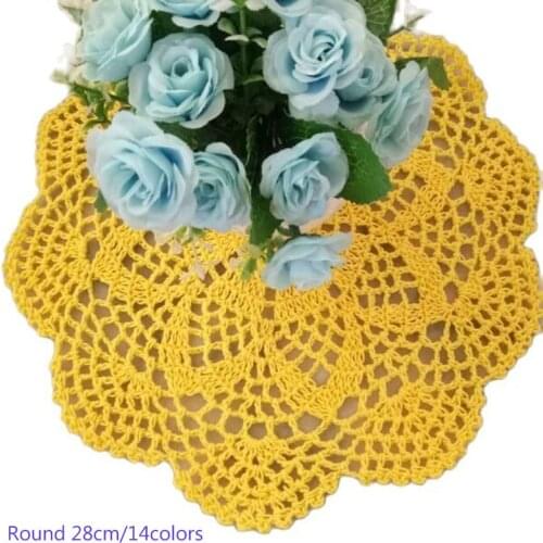 14colors Luxury cotton round placemat cup coaster mug kitchen Christmas table place mat cloth lace Crochet tea Napkin doily pad