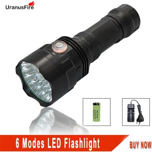 Uranusfire led flashlight usb rechargeable convoy 18650 26650 XML-T6 Powerful 18000LM 6 mode Tactical lanterna tatica T6