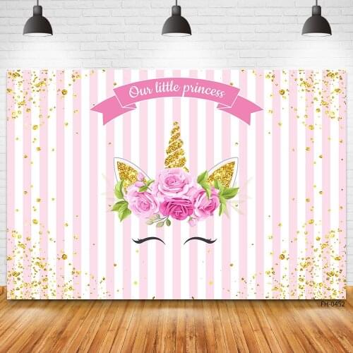 Custom Name Golden Unicorn Newborn Baby Shower Boys Girls Birthday Party Backdrop Photography Vinyl Background For Photo Studio