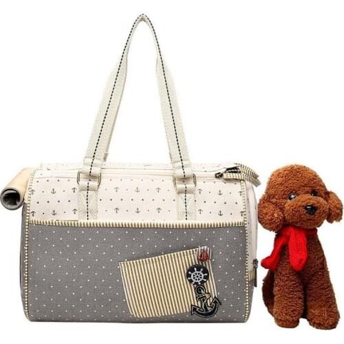 Breathable Pet Cat and Dog Shoulder Diagonal Bag Pet Out Portable Travel Bag Fashion Dot Sail Dog Bag for Teddy Chihuahua