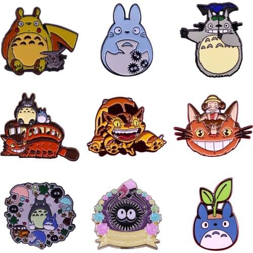 High Quality Copper Material Totoro Brooch and Spirited Away Enamel Pins Fashion Jewelry Gifts Movie Novel Hat Lapel Badges