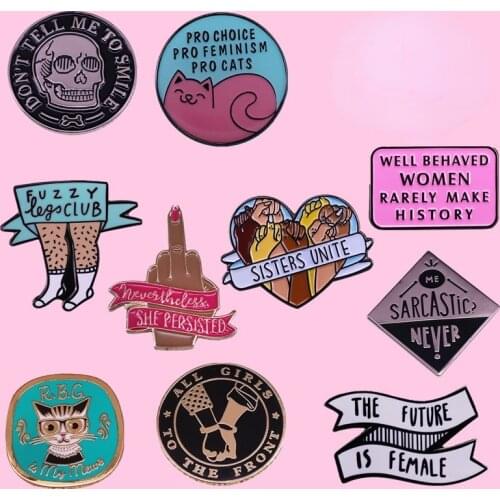 High Quality Copper Cinnamon Rolls Feminist Enamel Pins Cartoon Brooch Fashion Women Jewelry Gifts Hat Lapel Badges Anime Decor