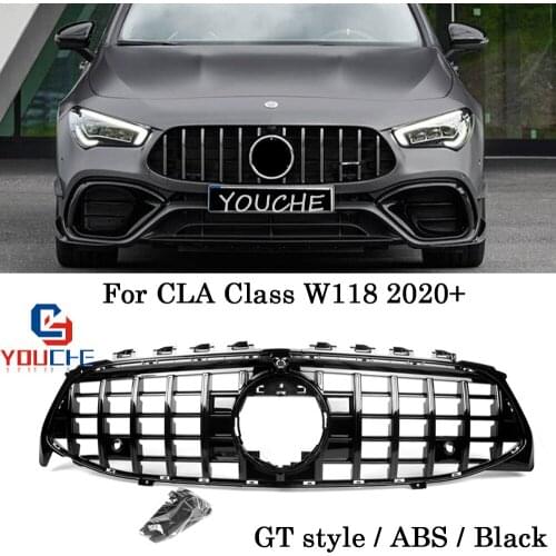 GT Grille For Mercedes CLA class C118 W118 2019 2020 CLA250 CLA200 ABS front bumper grill black color