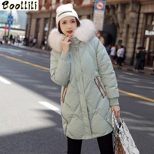 Boollili Duck Down Jacket Women Clothes 2020 Winter Coat Women Fox Fur Collar Hooded Korean Puffer Jacket Women Warm Parka