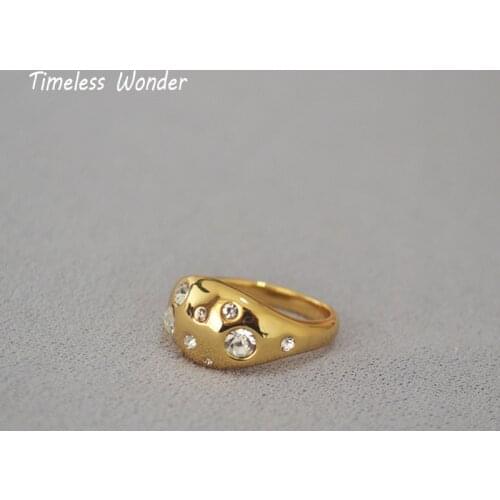 Timeless Wonder Brass Glam Zirconia Geo Stackable Rings Women Jewelry Punk Cocktail Goth Ins Designer Top Fancy Rare Cute 5321
