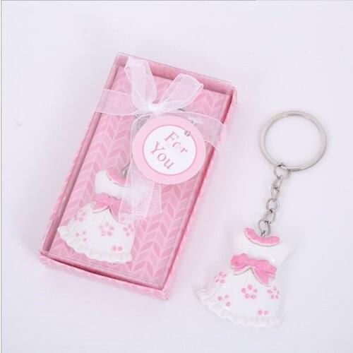10pcs Baby Shower Favors pink Clothes Design Keychain Baby Baptism Gift For Guest Birthday Party Souvenir