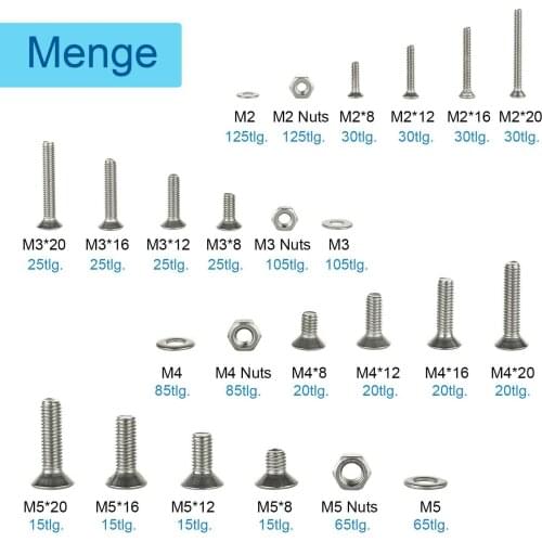 1120pcs Countersunk Head Screws Nuts Set M2-M5 Stainless Steel Assortment Set