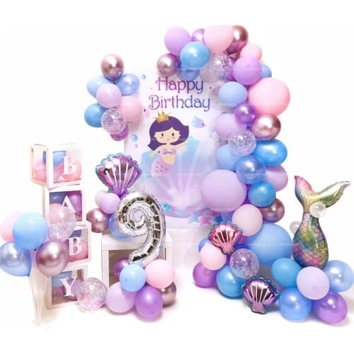 136PCS Mermaid Balloon Arch Set Fishtail Party Decorations Supplies Wedding Girl Kids Women Birthday Baby Shower Anniversary
