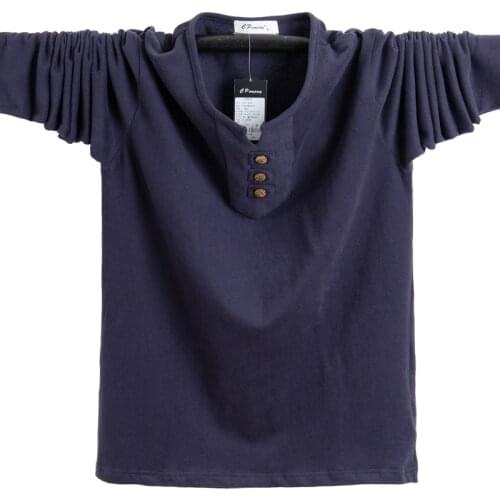 2021 Autumn High Quality Men Long Sleeved T-shirt Mens V-neck Multi-color Tshirt Big Tall Man Cotton M-6XL Oversized Male