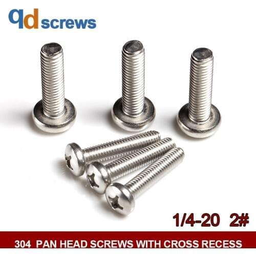 304 1/4#2# Pan head screws with cross recess American Phillip Cross round head stainless steel screw ANSIB18.6.3P