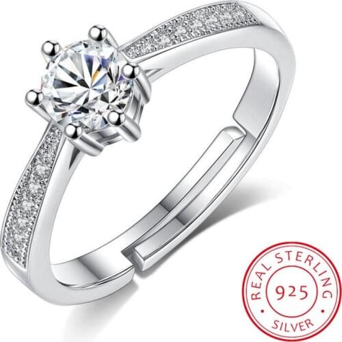 925 sterling silver new jewelry high quality fashion woman open ring retro size adjustable cubic zirconia silver ring