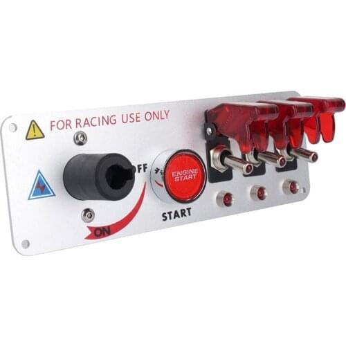 Car-Styling Racing Car Auto 12V LED Toggle Ignition Switch Panel Engine Start Push Btns Kit Set