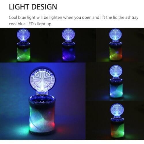 Auto Car Ashtray Portable with LED Light Lighter Ashtray Smokeless Smoking Stand Cylinder Cup Holder