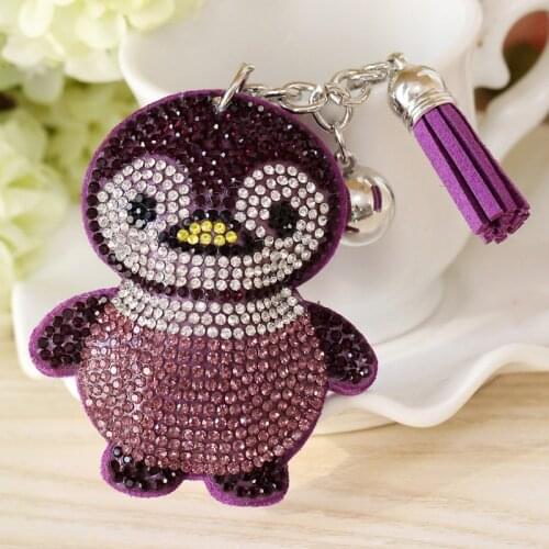 Beautiful Owl Keychain Glittering Full Rhinestone Alloy Key Chain For Women Girl Car Bag Accessories Fashion Key Ring