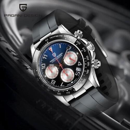 PAGANI DESIGN Mens Watches Top Brand New Rubber Strap Chronograph Watch Men Quartz Wristwatch Luxury Brand Sports Watch 1687