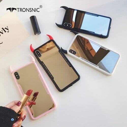 Mirror Devil Horn Phone Case for iPhone 11 Pro Max XR XS Max Black Funny Luxury Case for iPhone 6 6s 7 8 Plus Hard Acrylic Cover
