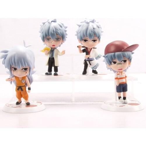 4pcs/set Anime Gintama Silver Soul Sakata Gintoki Q Version PVC Action Figure Model Toys Fans Collection Gifts