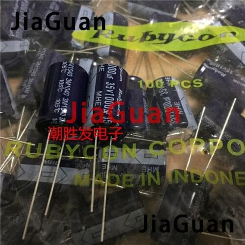 20PCS RUBYCON MHE 35V1000UF 12.5X20MM electrolytic capacitor mhe series 1000uf 35v hot sale 105 degrees 1000uF/35V