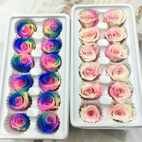 Gradient Eternal Flower Colorful Rose Colorful Flower DIY Eternal Flower Car Key Ring Glass Cover