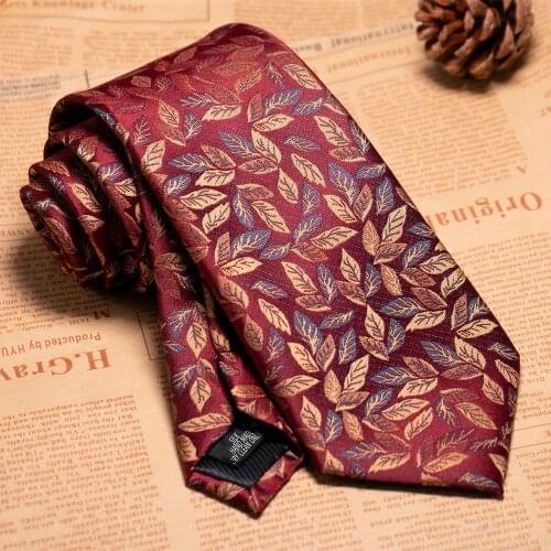JEMYGINS classic silk jacquard tie 8cm leaf pattern ties for men business wedding Party necktie father gift Accessories