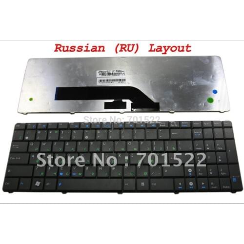 Laptop keyboard for ASUS K50 K70 K70IJ Series Black Russian (RU) layout - V090562BS1