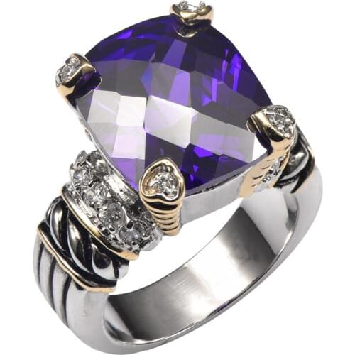 Hot Sale Purple Crystal Zircon 925 Sterling Silver High Quantity Ring For Men and Women Size 6 7 8 9 10 F1440