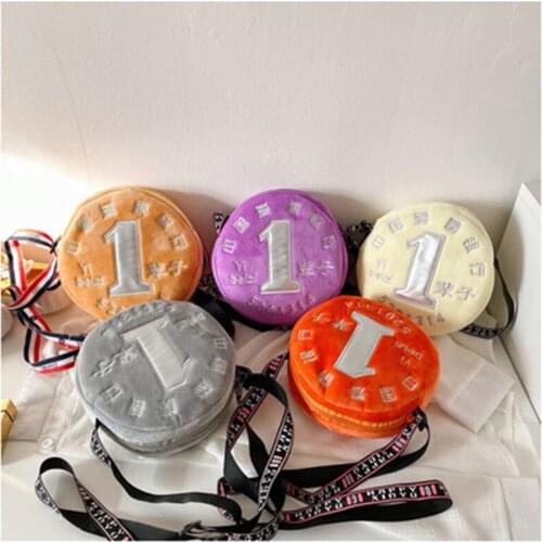 Money purse 2021New style single shoulder messenger bag plush cute Korean love round wide shoulder strap bags for women mini