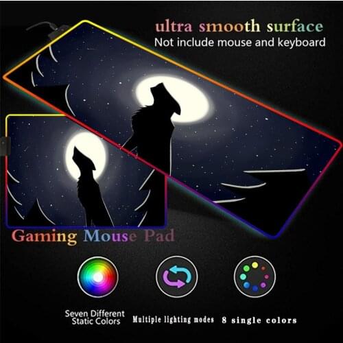Wolf Night Stars RGB Mousepad Anime Cartoon Girl Pattern Colorful Large Mouse Pad L XL XXL Waterproof Durable Desktop Mice Mats
