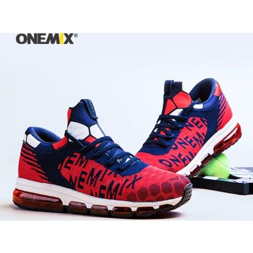 Onemix Running Shoes for Men Hight Sneakers Air Cushion Outdoor Trekking Knit Mesh Vamp Damping Outdoor Jogging Walking Shoes