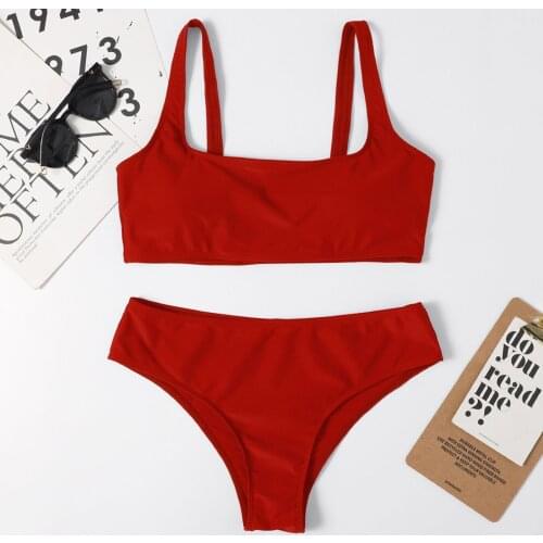 Swimming Suit For Women Bikini Push Up High Cut Solid Halter Hight Waist Bikini Set Two Piece Swimsuit Maillot De Bain Femme