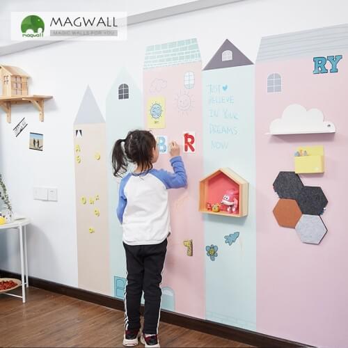 Magwall magnetic castle theme children graffiti wallpaper 1*1m H-N style writing film soft board