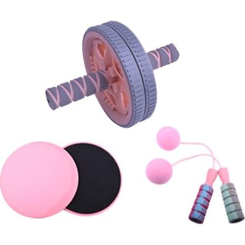 Macarone Pink Gliding Discs Abdominal Wheel AB Roller Jump Rope Strength Exercise Home Gym Fitness Muscle Trainer Home Gym