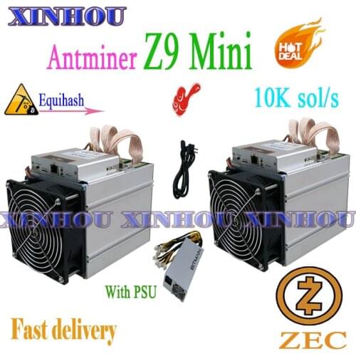 2pcs Used Antminer Z9mini 10K ZCASH ZEC BTG Asic Equihash miner With 1pc BITMAIN 1600W PSU Miner More economical than Z9 Z11 A9