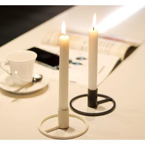 Cheap Iron Single Head Candlestick Creative Wedding Decoration Nordic Romantic Metal Candlelight Dinner Props Iron Candle Holder