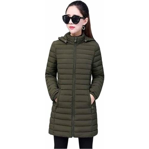 2021 New Oversize Lightweight Padded jacket Winter Women Removable Hood Warm Cotton Clothes Plus Size L-9XL Long Parkas KW476
