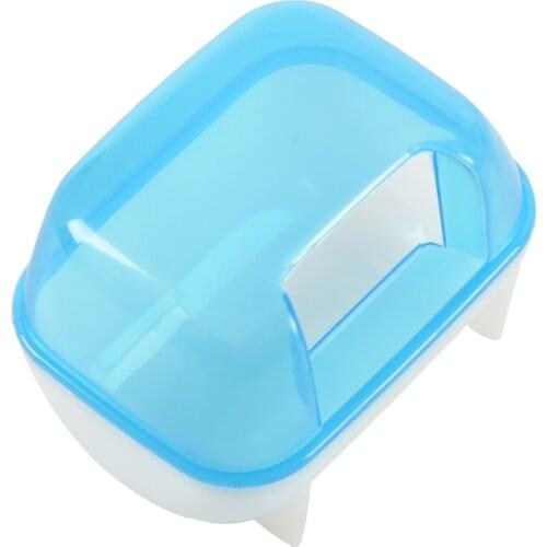 NEW Pet Hamster Bathroom Bath Sand Room Sauna Toilet Blue White 10x7x7cm