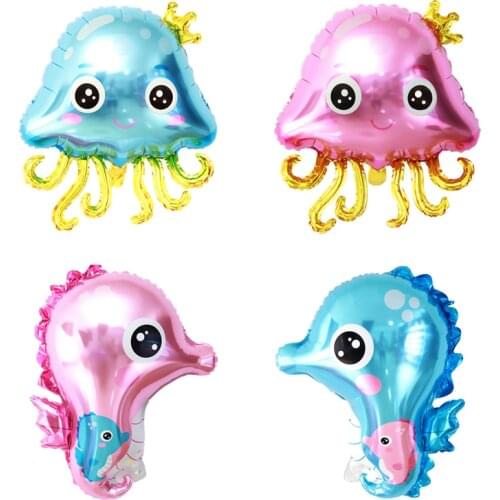 New Cartoon Seahorse Octopus Aluminum Foil Balloon Birthday Party Decoration Boy Girl Inflatable Toy Marine Life