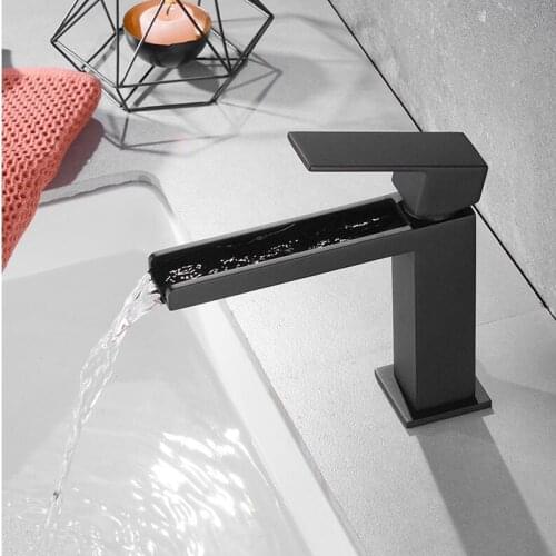 New Basin Faucet matte black bathroom sink faucet hot and cold waterfall basin faucet sink tap basin mixer water tap