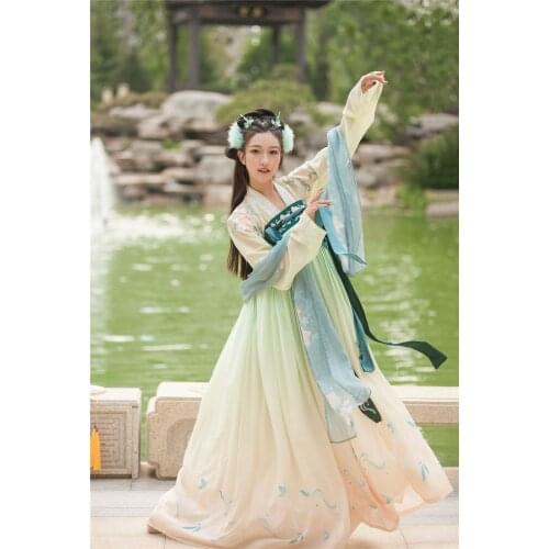 Original Design Flower Beauty Womens Chinese Style Vintage Gorgerous Dress Fine Embroidery Hanfu Long Dress 4Pcs Set 3 Colors