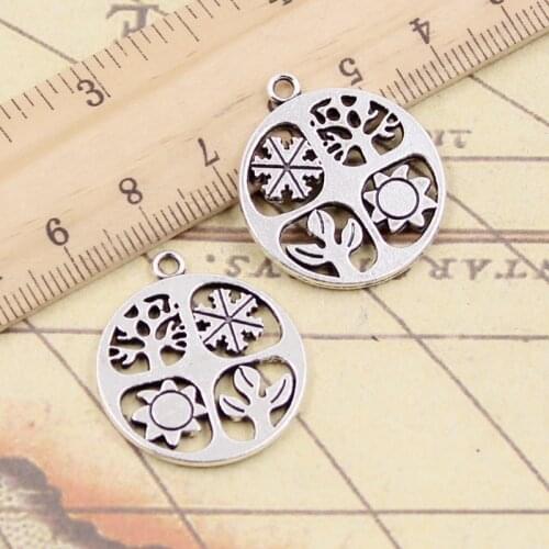 10pcs Charms four seasons spring summer autumn winter 28x24mm Tibetan Silver Color Pendants Antique Making DIY Handmade Jewelry